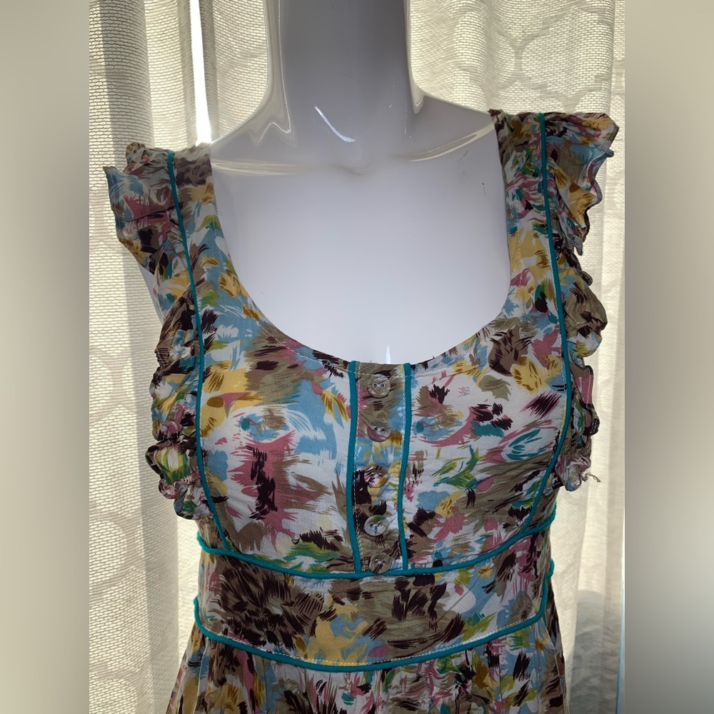 Women’s Solemio Dress size M -strap sleeve w ruffles- corset- dress length 30’